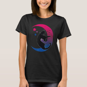 Camiseta Bandera De Bisexualidad De Gato Negro Y Moon Bisex