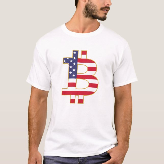Camiseta Bandera de Bitcoin USA - Cripto Btc (Anverso)
