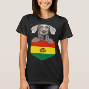 Camiseta Bandera De Bolivia, Perro Weimaraner En El Bolsill