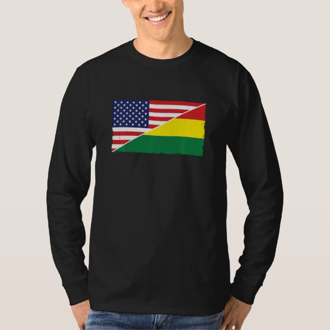 Camiseta Bandera De Bolivia Y Bandera De Los Ee.Uu. Raíces  (Anverso)