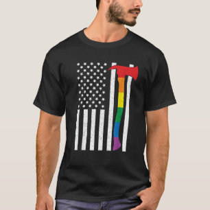 Camiseta Bandera de bomberos LGBT estadounidense arco iris