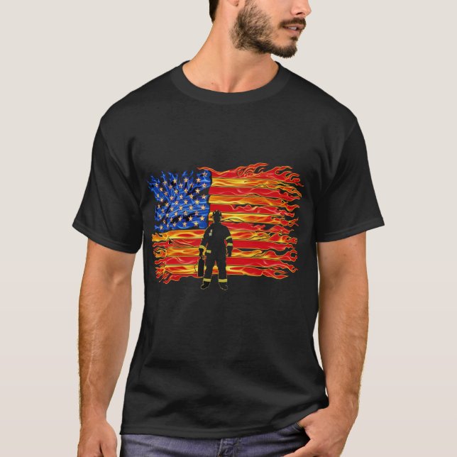 Camiseta Bandera de bomberos norteamericanos - Diseño de ll (Anverso)