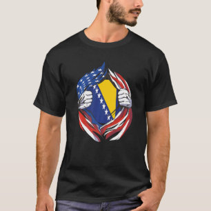 Camiseta Bandera De Bosnia Herzegovina Estadounidense Orgul