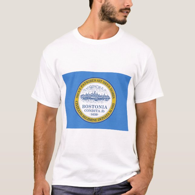 Camiseta Bandera de Boston (Massachusetts) (Anverso)