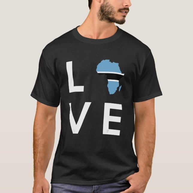 Camiseta Bandera de Botsuana ama la silueta continental de  (Anverso)