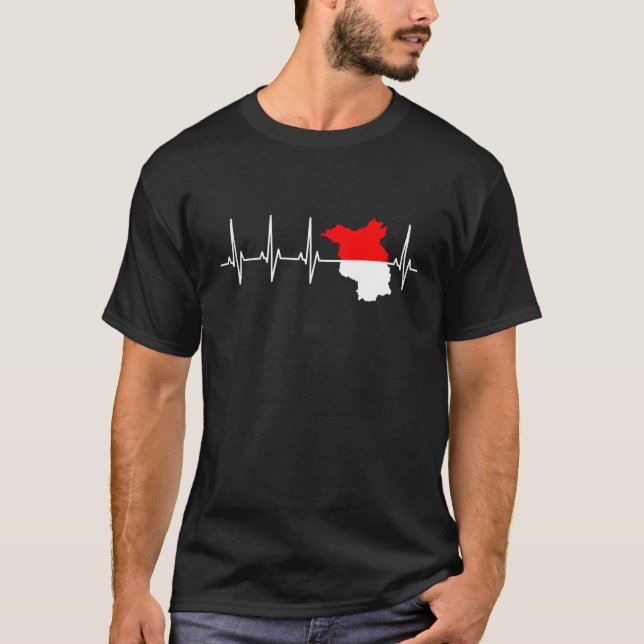 Camiseta Bandera de Brandenburgo ECG Heartbeat para Branden (Anverso)