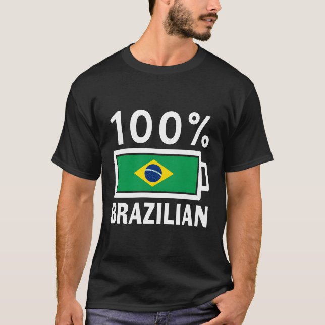 Camiseta Bandera de Brasil 100 Batería Tee de potencia (Anverso)