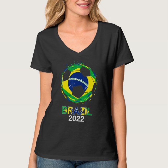 Camiseta Bandera de Brasil 2022 Equipo de fútbol brasileño  (Anverso)