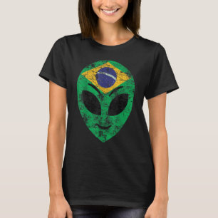 Camiseta Bandera de Brasil alienígena Face Vintage