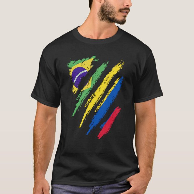 Camiseta Bandera de Brasil Colombia cultivó franjas patriót (Anverso)