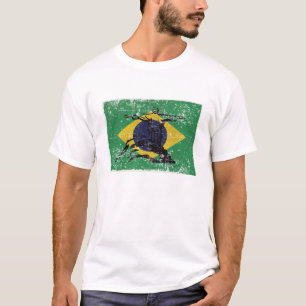 Camiseta Bandera de Brasil con Cristo Redentor