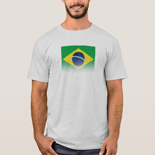 Camiseta Bandera De Brasil Con Efecto De Medio Tono (Anverso)