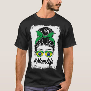 Camiseta Bandera de Brasil Mamá Brasileña Peinado Desordena