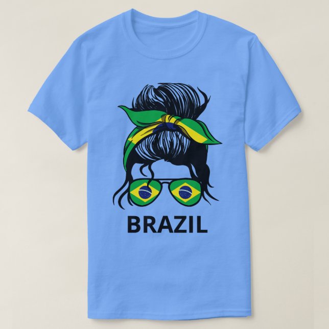 Camiseta Bandera de Brasil: Mujer brasileña con el desorden (Diseño del anverso)