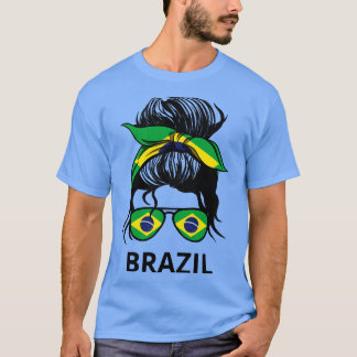 Camiseta Bandera de Brasil: Mujer brasileña con el desorden