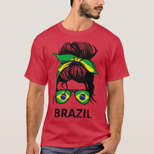 Camiseta Bandera de Brasil: Mujer brasileña con el desorden