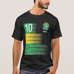 Camiseta Bandera de Brasil Número 10 Brasil Fútbol Hombres 
