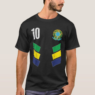 Camiseta Bandera de Brasil número 10 Hombres Hombres Hombre