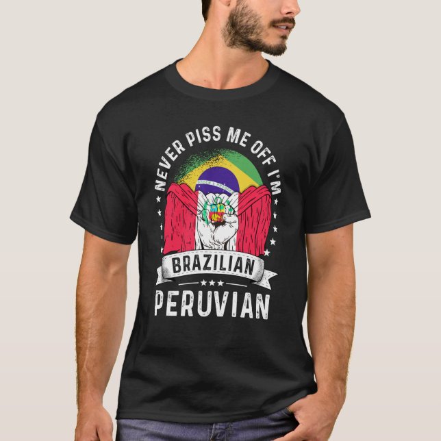 Camiseta Bandera de Brasil Perú crece humor orgullo ciudada (Anverso)