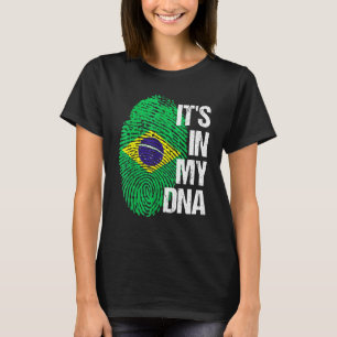 Camiseta Bandera de Brasil Raíces de corazón huella digital