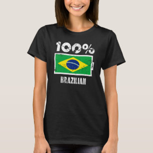 Camiseta Bandera de Brasil Soporte para 100 Batería Brasile