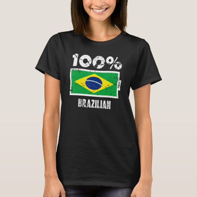 Camiseta Bandera de Brasil Soporte para 100 Batería Brasile (Anverso)