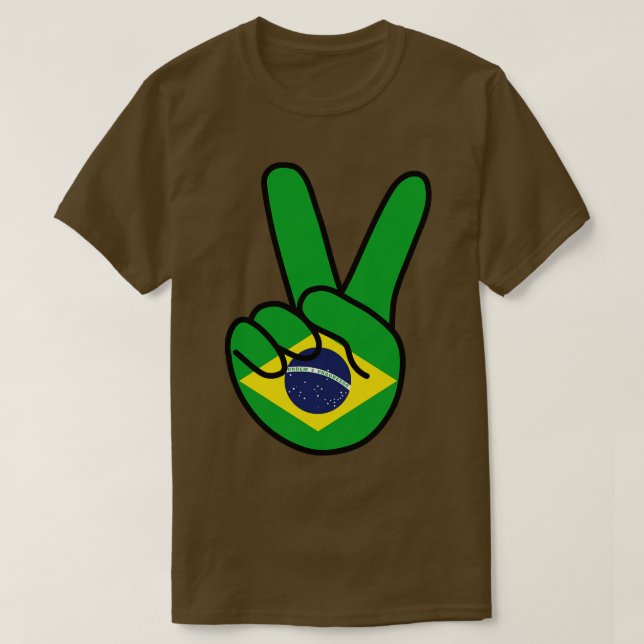 Camiseta Bandera de Brasil V Rótulo (Diseño del anverso)