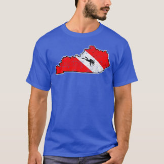 Camiseta Bandera de buceo de Kentucky Scuba Mapa de buceo d