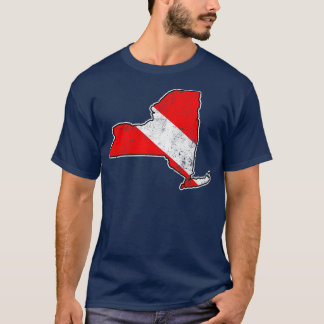 Camiseta Bandera de buceo de Nueva York Mapa de buceo del e