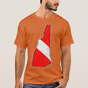 Camiseta Bandera de buceo de Nuevo Hampshire Scuba Mapa del