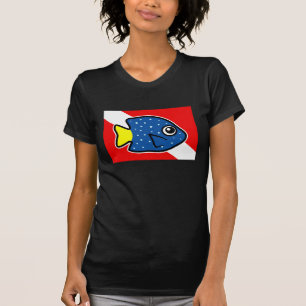 Camiseta Bandera de buceo del Damselfish de cola amarilla y