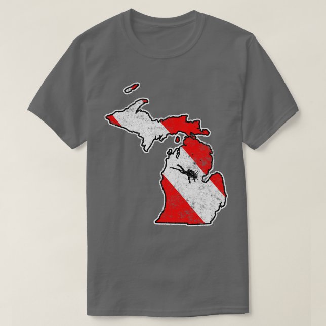 Camiseta Bandera de buceo Michigan Scuba Mapa de buceo Fla (Diseño del anverso)