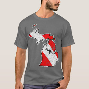 Camiseta Bandera de buceo Michigan Scuba Mapa de buceo Fla