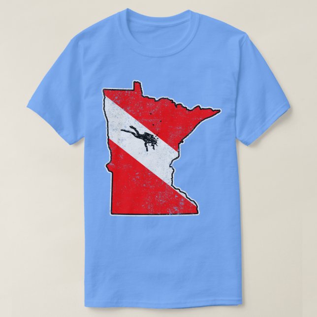 Camiseta Bandera de buceo Minnesota Scuba Mapa de buceo Fl (Diseño del anverso)