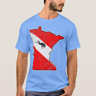 Camiseta Bandera de buceo Minnesota Scuba Mapa de buceo Fl