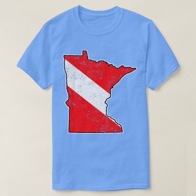 Camiseta Bandera de buceo Minnesota Scuba Mapa de buceo Fl (Diseño del anverso)