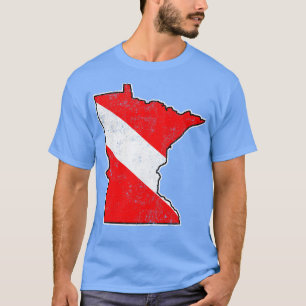 Camiseta Bandera de buceo Minnesota Scuba Mapa de buceo Fl