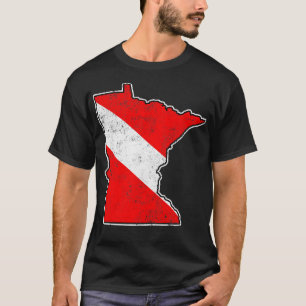 Camiseta Bandera de buceo Minnesota Scuba Mapa de buceo Fl