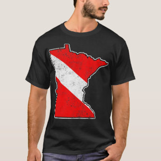 Camiseta Bandera de buceo Minnesota Scuba Mapa de buceo Fl