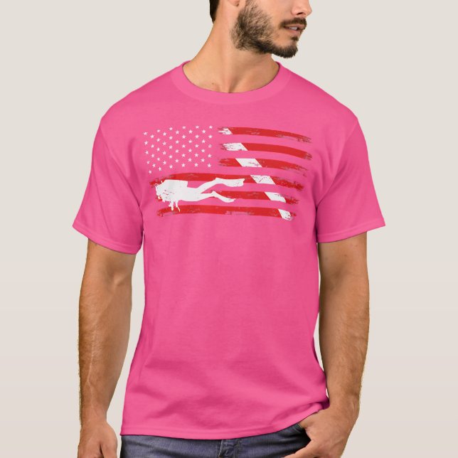 Camiseta Bandera de buceo Scuba Buceando Bandera Americana (Anverso)
