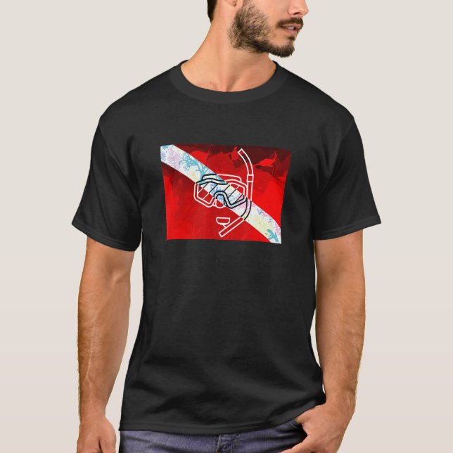 Camiseta Bandera de buceo Scuba máscara de buceo Snorkel Sc (Anverso)