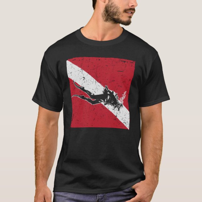 Camiseta Bandera De Buceo Scuba Para Bucear (Anverso)