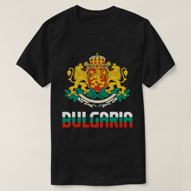 Camiseta Bandera de Bulgaria y Patriótico del Escudo de Arm (Diseño del anverso)
