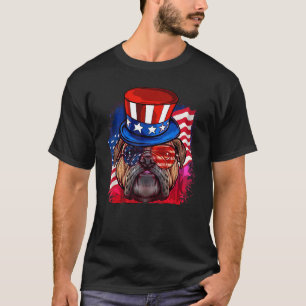 Camiseta Bandera De Bulldog Estadounidense 4 De Julio Perro