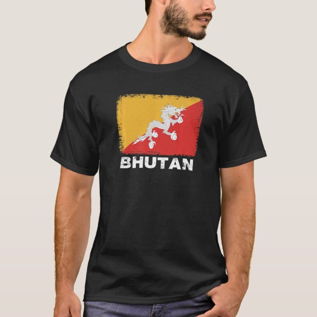 Camiseta Bandera de Bután apoya a hombres bhutaneses (Anverso)