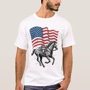 Camiseta Bandera de caballo patriota vintage diseño vectori