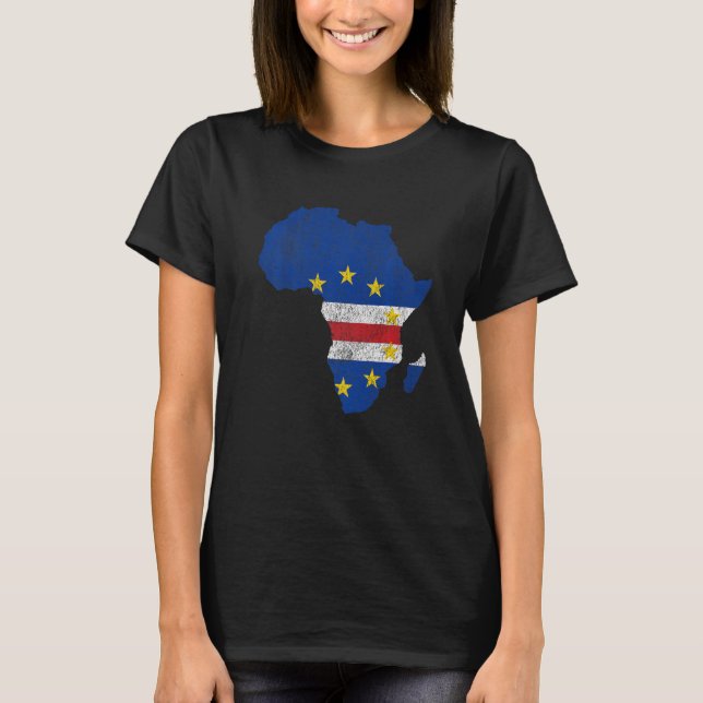 Camiseta Bandera de Cabo Verde África Continente Silhouette (Anverso)