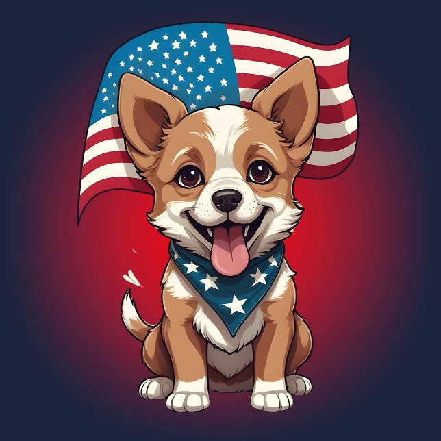 Camiseta Bandera de Cachorro del 4 de julio (Subido por el creador)