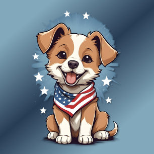 Camiseta Bandera de Cachorro del 4 de julio