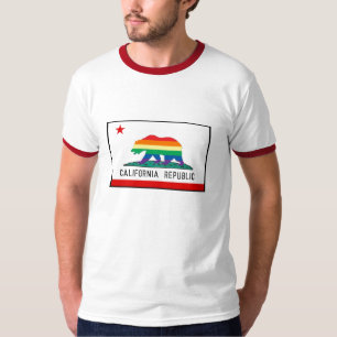 Camiseta Bandera de California con el oso del arco iris